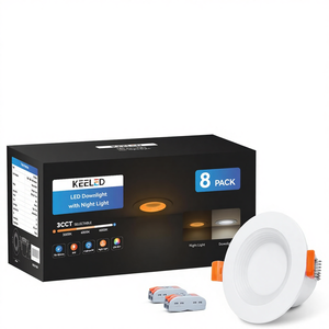 ไฟดาวน์ไลท์ LED แบบฝัง 8 ชิ้น 6W 3000K-6000K เลือกอุณหภูมิสีได้ พร้อมไฟกลางคืน รีโมทคอนโทรล IP44 สำหรับใช้ในบ้าน - Product Image 1