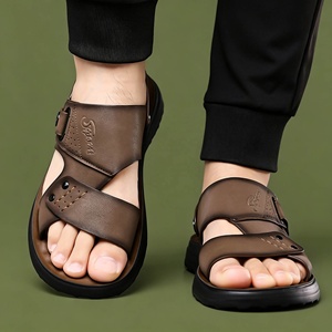2026 New High Quality Breathable Casual Leather Slippers Outdoor <b>Sandals</b> Men Hiking Safety <b>Elastic</b> Summer Shoes Water EVA Insole - Product Image 6