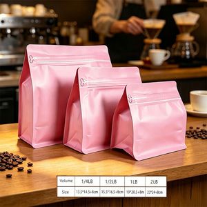 มีสินค้าในสต็อก ถุงกาแฟคุณภาพสูงสีชมพู ขนาด 1 กก. 2 ปอนด์  แบบตั้งได้  พร้อมซิปล็อค  กันน้ำ  สำหรับบรรจุชาและถั่ว - Product Image 5