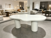 Table basse moderne et durable en forme de nuage blanc avec panneau en bois irrégulier pour salon, meubles de maison