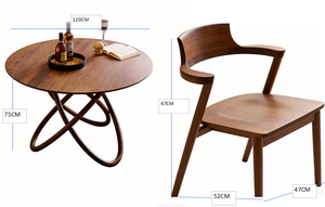 Bestseller: Set Tavolo da Pranzo Rotondo Pieghevole in Legno Massello con Sedie con Schienale e Braccioli, Design Moderno <span class=keywords><strong>per</strong></span> Arredamento Casa - Product Image 2