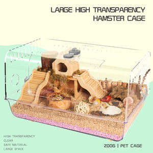 Jaula de hámster acrílica de lujo de madera natural con accesorios, accesorios de contenedor, caja de erizo de conejillo de indias, planeador de azúcar de cueva a la venta - Product Image 4