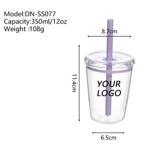 Mehrfarbiger Tritan-Trinkbecher in Lebensmittelqualität, 350ml, mit neuem Design, farbenfrohes Trinkgeschirr für Milchtee & Kaffee - Product Image 3