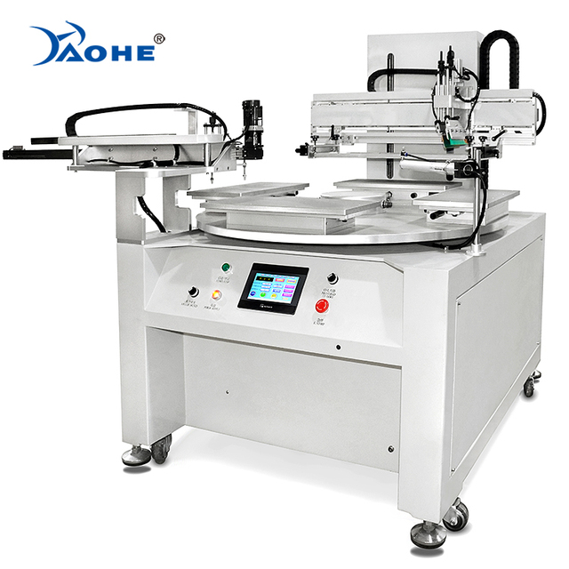 4 Station Semi-auto Electric Rotary Silk Screen Printing Machine Digital Screen Printer with Vacuum Table for Sale HP-3050C-1