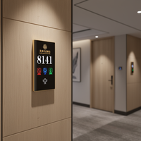 Nouveau 2026 RFQprint Plaque de porte électronique LED d'hôtel personnalisée vérifiée, avec interrupteur tactile, sonnette de buanderie et affichage de numéro de chambre, design moderne