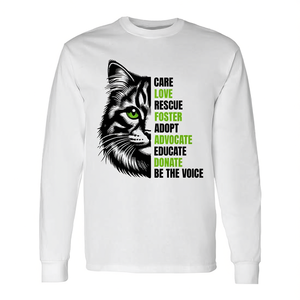 T-shirt à manches longues pour les amoureux des chats, Care Love Rescue Foster Adopt Advocate Educate Donate Be The Voice - Product Image 2