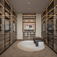 Îlot de dressing de luxe avec dessus en verre et tiroirs à bijoux pour l'organisation de dressing walk-in