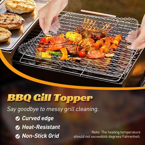 Disposable <b>Grill</b> Topper 16x12 Inch <b>Grill</b> <b>Mesh</b> Mat Disposable Pans Non-Stick BBQ Aluminum Mats <b>for</b> Outdoor <b>Grills</b> - Product Image 4