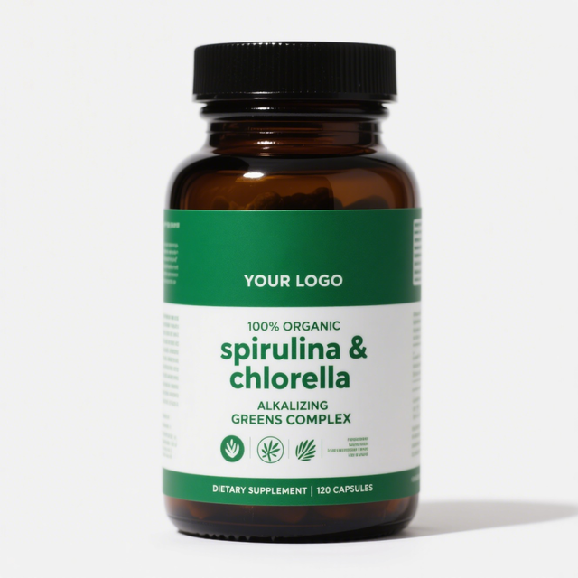 1000mg Spirulina Chlorella Capsules OEM/ODM Private Label Factory Supply Green Healthcare for Heart Health Adults