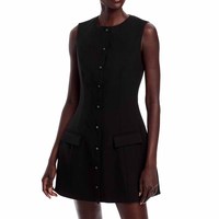 Fabricants de vêtements sur mesure – Nouvelle collection printemps-été-automne : débardeur en jean noir uni, col rond, bouton unique, anti-plis