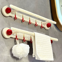 Porte-serviettes mural en plastique à ventouse détachable pour salle de bain, sans perçage, avec crochets