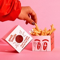 Caja de pollo frito personalizada con asa, fiambreras para llevar impresas reciclables, embalaje con logotipo para restaurante de comida rápida