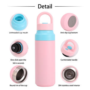 Gobelet isotherme en acier inoxydable personnalisé de 550 ml (18 oz), nouvelle bouteille d'eau thermique à double paroi isolée sous vide, ouverture et fermeture en un clic - Product Image 2