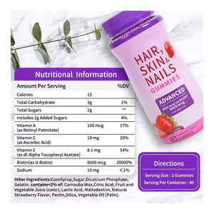 Belleza Cabello Piel Uñas Biotina Colágeno Gummy Blanqueamiento DE LA PIEL Vitamina Oso Vegano Biotina Colágeno Gomitas para la pérdida de cabello Suplemento - Product Image 6