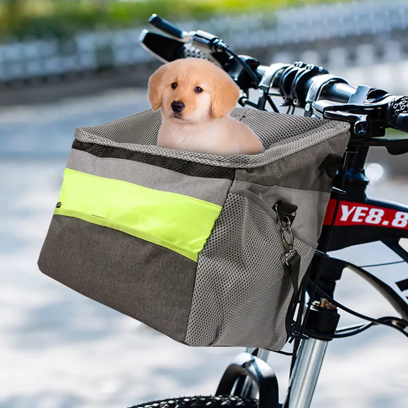 Bolsa de transporte de mascotas para bicicleta y perro, bolsa delantera para bicicleta, cesta para mascotas