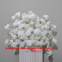 Décorations de table de centre de table de fleurs artificielles fausses fleurs blanches Arrangement de boules florales de rose pièces centrales pour table