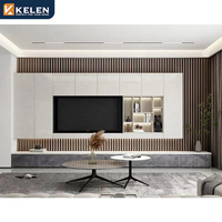 Meubles de salon KELEN 2026, meuble TV de luxe sur mesure, support TV moderne et table basse avec tiroir