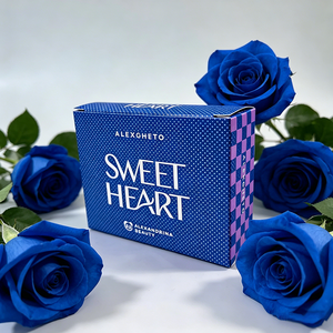 Scatole Regalo Blu Personalizzate, Scatole di Imballaggio in Carta Texturizzata per Cosmetici e Regali a Tema Cuore - Product Image 5