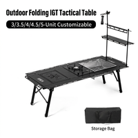 Table de camping pliable moderne et réglable en alliage d'aluminium, rectangulaire, pour pique-nique, barbecue et activités tactiques en extérieur