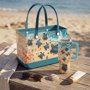 Bolsa de Playa Grande de Goma con Orificios, Logotipo Personalizado Impreso, Bolsa Impermeable de Eva para Mujer, Bolso de Mano para Viajes de Verano - Product Image 1