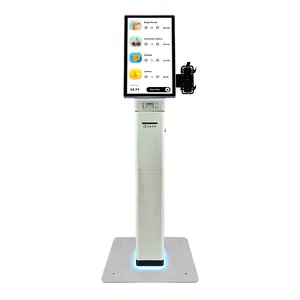 Cheap 23.6 inch curved capacitive touch screen all in one pc kiosk with barcode scanner, Thermal printer