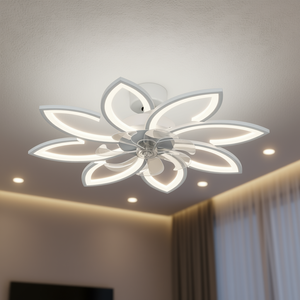 Ventilateur de plafond LED 35,4 pouces à montage encastré, télécommande, moteur DC, 6 vitesses, 3 températures de couleur, design moderne, éclairage intérieur - Product Image 2