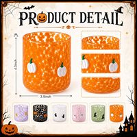 Verres sans pied à l'effigie d'Halloween, gobelets à jus, motifs fantôme, chapeau de sorcière, lune |   Verre soufflé à la main pour fête d'Halloween