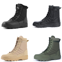 Bottes tactiques mi-mollet pour hommes, fermeture éclair latérale et lacets, doublure en maille respirante, bottes d'entraînement légères pour l'extérieur