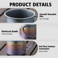 Mug Camping Titanium Murni 300ml dengan Gradien Warna, Gagang Lipat Ultralight, Cangkir Kopi Titanium Outdoor, Cangkir Air Hiking Portabel