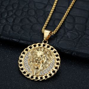 Collar con Colgante de Cabeza de León yunnique, Acero Inoxidable, Chapado en Oro, Joyería Hip Hop para Hombre, Cadena Cubana, Diseño del Zodiaco Animal - Product Image 3