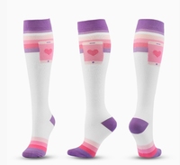 Femmes 2025 Stocks love Cartoon Patterns Knee-high Tube Sport Compression Socks Cycling Running Sport Socks Spandex