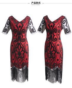 ชุดเดรสปาร์ตี้ผู้หญิงสไตล์ยุค 1920 แบบ Gatsby Flapper ประดับเลื่อมและพู่ระย้า ความยาวปานกลาง ชุดเดรสฤดูใบไม้ผลิและฤดูร้อน สไตล์อาร์ตเดโค ย้อนยุค สวยสง่า - Product Image 4