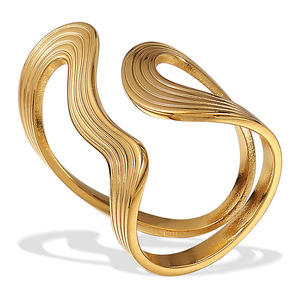 แหวนสแตนเลสทรงเรขาคณิต ชุบทอง 18K เครื่องประดับแฟชั่นสำหรับทุกเพศ เหมาะสำหรับเป็นของขวัญ - Product Image 4