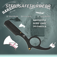 Rasoir de sécurité en acier inoxydable de haute qualité à l'ancienne Poignée à doigts Rasage du visage Lame simple Remplaçable pour les sourcils Barbe