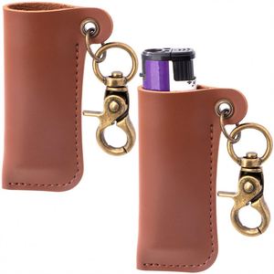 Engraved Leather <b>Lighter</b> Case Keyring Durable PU <b>Lighter</b> Holder Sleeve for Standard <b>Lighters</b> Promotional Gift for Outdoor - Product Image 2