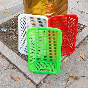 <b>Rectangular</b> Plastic <b>Storage</b> <b>Basket</b> White Green Red Stackable Kitchen Vegetable Washing Rice Sieve Neatening Box B 203 No 4 - Product Image 1