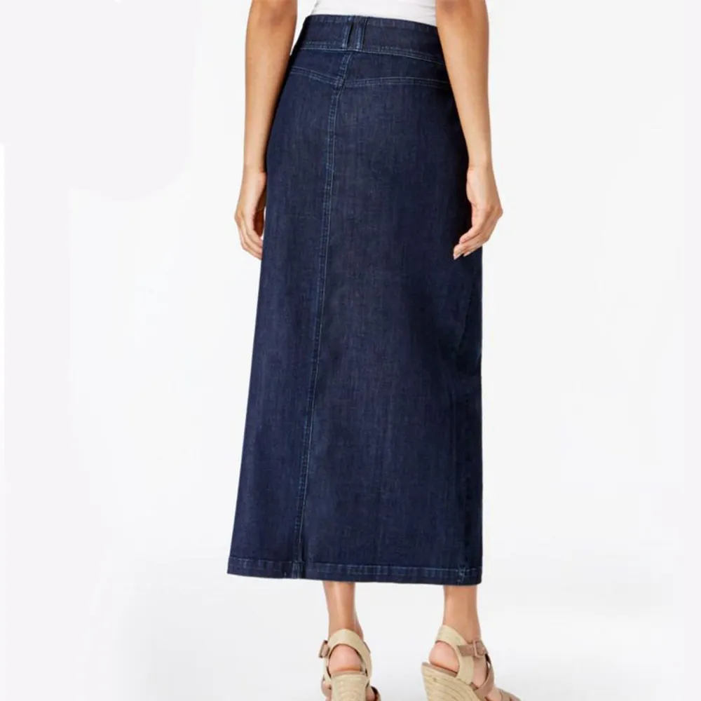 Großhandel Custom Faldas Neueste Design Blue Designer Girls Long Fashion Jeans rock für Frauen