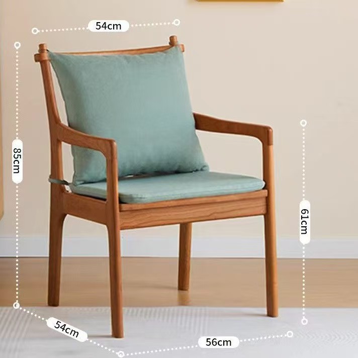 [Bois de cerisier] Assise en bois massif avec tissu technique bleu clair