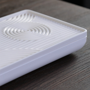 Kung Fu <b>Tea</b> <b>Set</b> Small Travel <b>Tea</b> Tray White Rectangular Portable Dry Brewing Tray With Lid For Home Car Use - Product Image 2