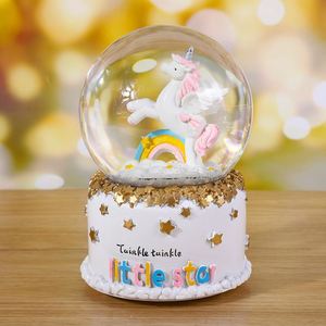 Snowflake Resin Crafts Desktop Decoration Ornaments Gift unicorn <b>Crystal</b> <b>Ball</b> With Light Music Box - Product Image 2