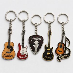 Porte-clés personnalisés en gros de haute qualité, chaînes classiques, souvenirs de clubs de musique, promotions pour les magasins de musique, anneaux porte-clés - Product Image 1