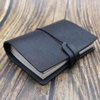 Couverture de livre Black Witch en cuir véritable, personnalisée, avec fermeture à lien, faite à la main, pour journal créatif