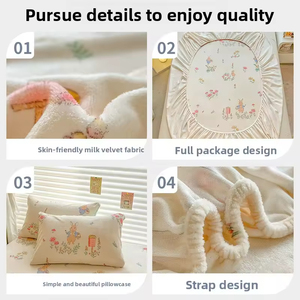 Vente directe usine – Ensemble trois pièces automne-hiver : taie d'oreiller en <span class=keywords><strong>flanelle</strong></span>, <span class=keywords><strong>drap</strong></span> de lit en polaire corail chaud avec jupe de lit pour usage domestique - Product Image 5