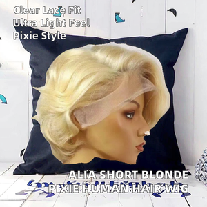 Parrucca Corta Alia con Calotta Piccola per Capelli Biondi, Frontale in Pizzo, Base in Pizzo, Densità 150%, Capelli Umani Remy, Vendita Calda per Donne - Product Image 2