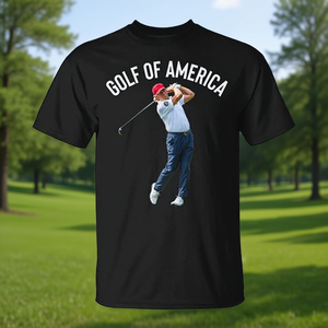 T-shirt nera da uomo Golf Of America a maniche corte, girocollo, stampa digitale, sport e giochi - Product Image 4