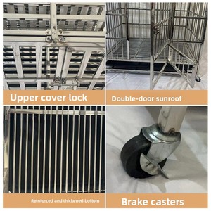Cage pour chien en acier inoxydable rectangulaire polie durable pour chiens de grande taille avec porte coulissante horizontale - Product Image 2