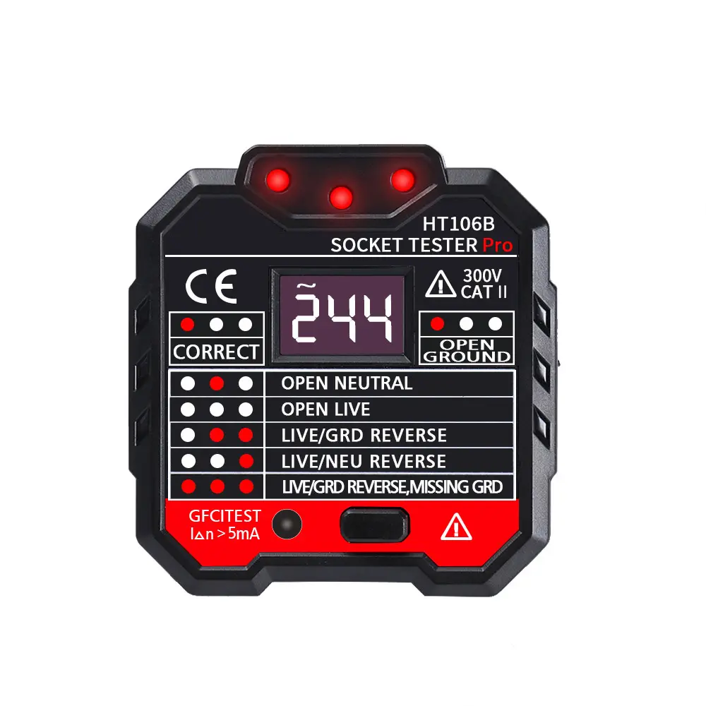 HT106B outils multifonctions de vérification des défauts du secteur, détecteur de tension, disjoncteur électrique, détecteur de prise électrique EU