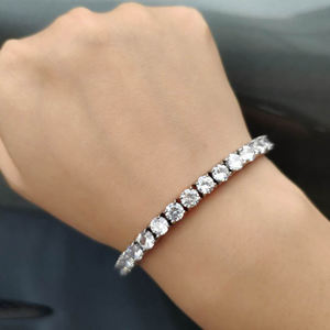 NUOYA 3/4/5 MM Iced Out Diamant-Tennisarmbänder, Gold-/Silberbeschichtetes Messing, Zirkon-Zirkonia-Tennisarmbänder für Herren und Damen - Product Image 3