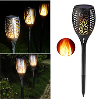 Mini torche à flamme vacillante à 33 LED, alimentée par énergie solaire, étanche IP65, batterie au lithium 600mAh, double mode, 4-6H, pour jardin, patio, pelouse