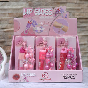 Nuovo Set di Lucidalabbra Modello Lucky con Portachiavi Carino, Set <span class=keywords><strong>3</strong></span> in 1 di Lucidalabbra, Tinta Labbra al Ciliegio, Maquillaje Pulsera Y Brillo Labial - Product Image 3